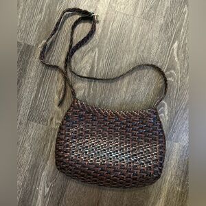 Vintage CEM Woven Leather Bag crossbody brown black boho